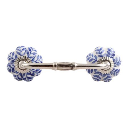 Blue Agapanthus Floral  Ceramic Bridge Handle